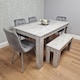 image 1 of Modern Grey Dining Table Set with 4 Grey Velvet Chairs and 1 Bench - Dining Room Furniture Set | Grey | One Size | 6
