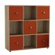 image 1 of 9 Cube Wooden Bookcase Shelving Unit with 5 Collapsible Fabric Drawers | Multi | Oak & Orange | 1