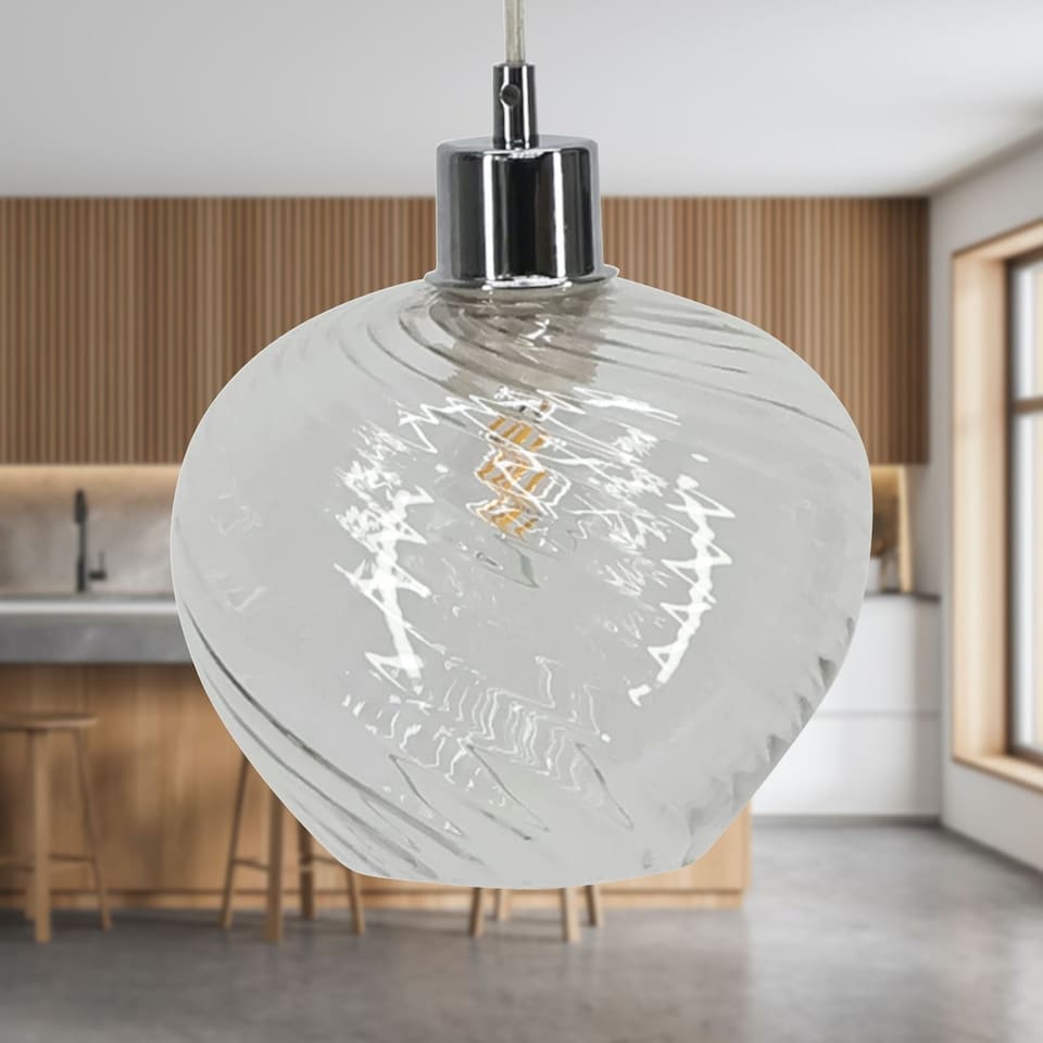 image 1 of Bradson - Clear Swirl Glass Easy Fit Pendant Shade | Clear | Small | 1