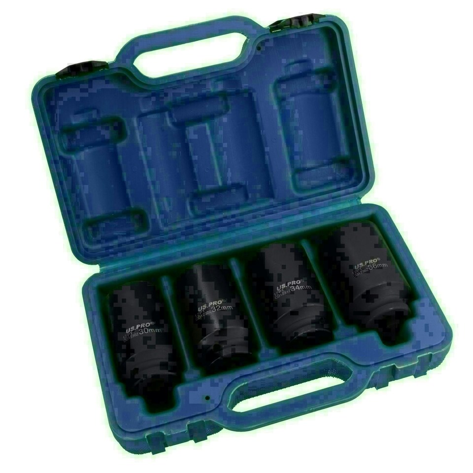 image 1 of 1/2in drive Deep Impact Hub Nut Socket 30mm 32mm 34mm 36mm 12 Point 4pc