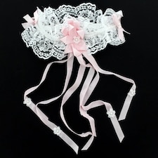 White and Pink Wedding Lace Garter