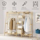 image 6 of Neo Natural Bamboo Freestanding Open Clothes Rack Storage Rail Coat Stand Shelf Hanging Entryway Bedroom Bathroom and Office