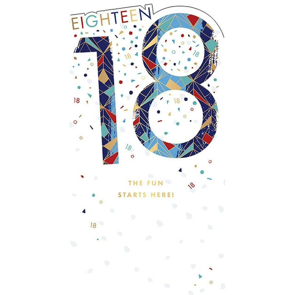 Words 'n' Wishes Traditional Age 18 Birthday Card for a Boy, Male 18th Birthday Card, Multi-Coloured 22.9 x 13.9 cms