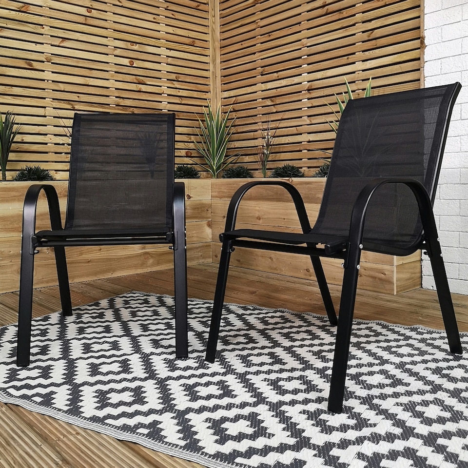 image 1 of Outdoor 4 Person Round Glass Top Garden Patio Dining Table Chairs Set