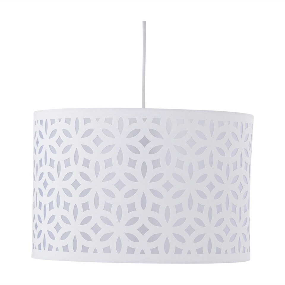 image 1 of First Choice Lighting Set of 2 White Laser Cut 33cm Pendant Lightshades White