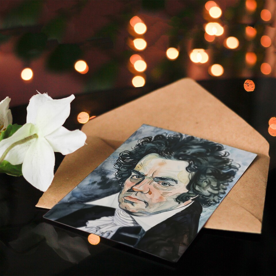 image 1 of Greeting Card Beethoven Classical Music Composer Portrait Birthday