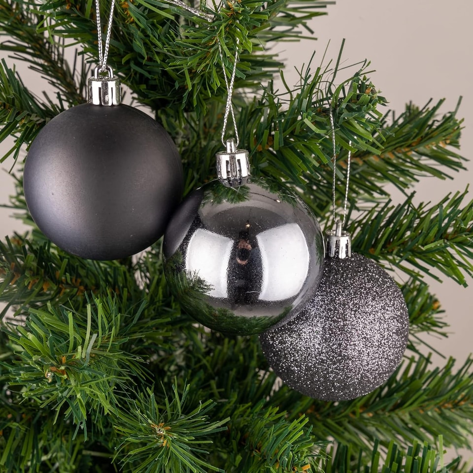 image 1 of 10cm/6Pcs Christmas Baubles Shatterproof Dark Grey,Tree Decorations