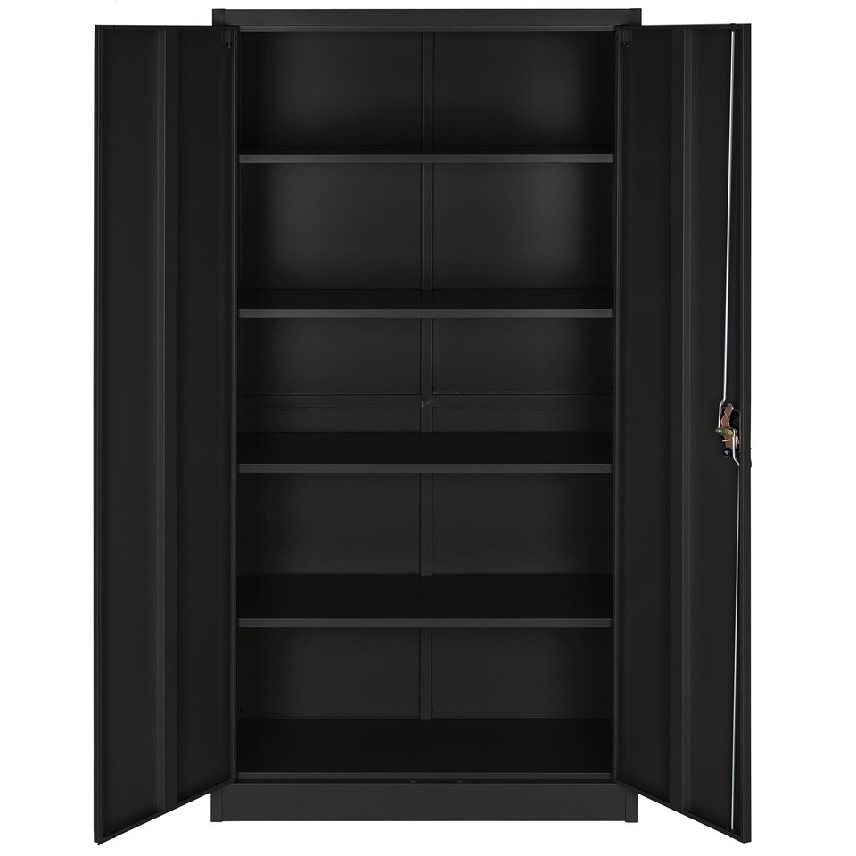 image 1 of Filing Cabinet Set - 5 height-adjustable shelves, lockable doors | Black | black | 40 x 90 x 180 cm | 2