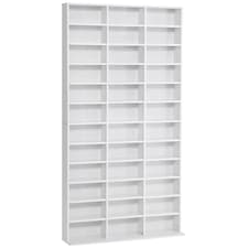 HOMCOM 1116 CD 528 DVD Storage Unit, Media Storage Shelf, Wooden Display Unit with Adjustable Shelves, 102 x 195 cm, White