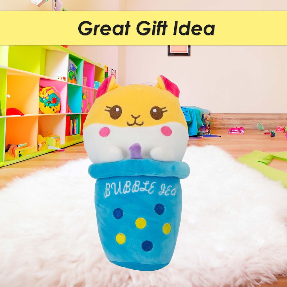 image 1 of PMS 25cm Bubble Tea Soft Toy - Cat, Sloth, Unicorn, Panda Cuddly Stuffed Toy
