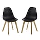 image 1 of Alderley Premium Black Plastic Dining Chairs with Wooden Legs - Set of 2