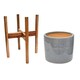 image 8 of Anzio Planter with Wooden Stand - Ceramic - L24 x W24 x H38.5 cm - Warm Grey | Grey