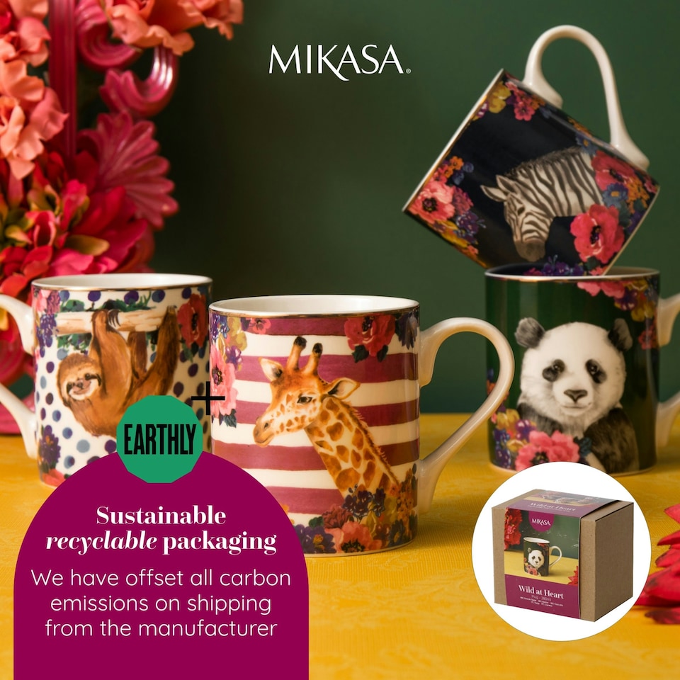 image 1 of Mikasa Wild at Heart Zebra Print Porcelain Mug, 280ml | Multi