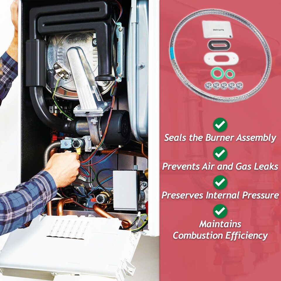 image 1 of SPARES2GO Boiler Burner Seal Gasket Kit for Vaillant ecoMAX ecoTEC Pro Plus VU VUW Heat Exchanger Door Sealing Set (0020025929)