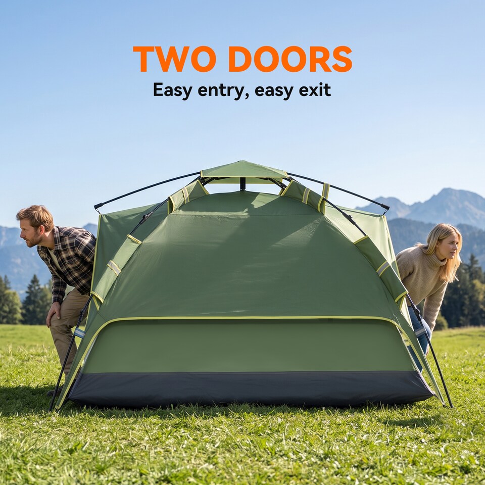 image 1 of Outsunny 2-3 Man Pop Up Tent Camping Festival Hiking Family Travel Shelter