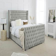 Meila Plush King Bed Frame - Silver