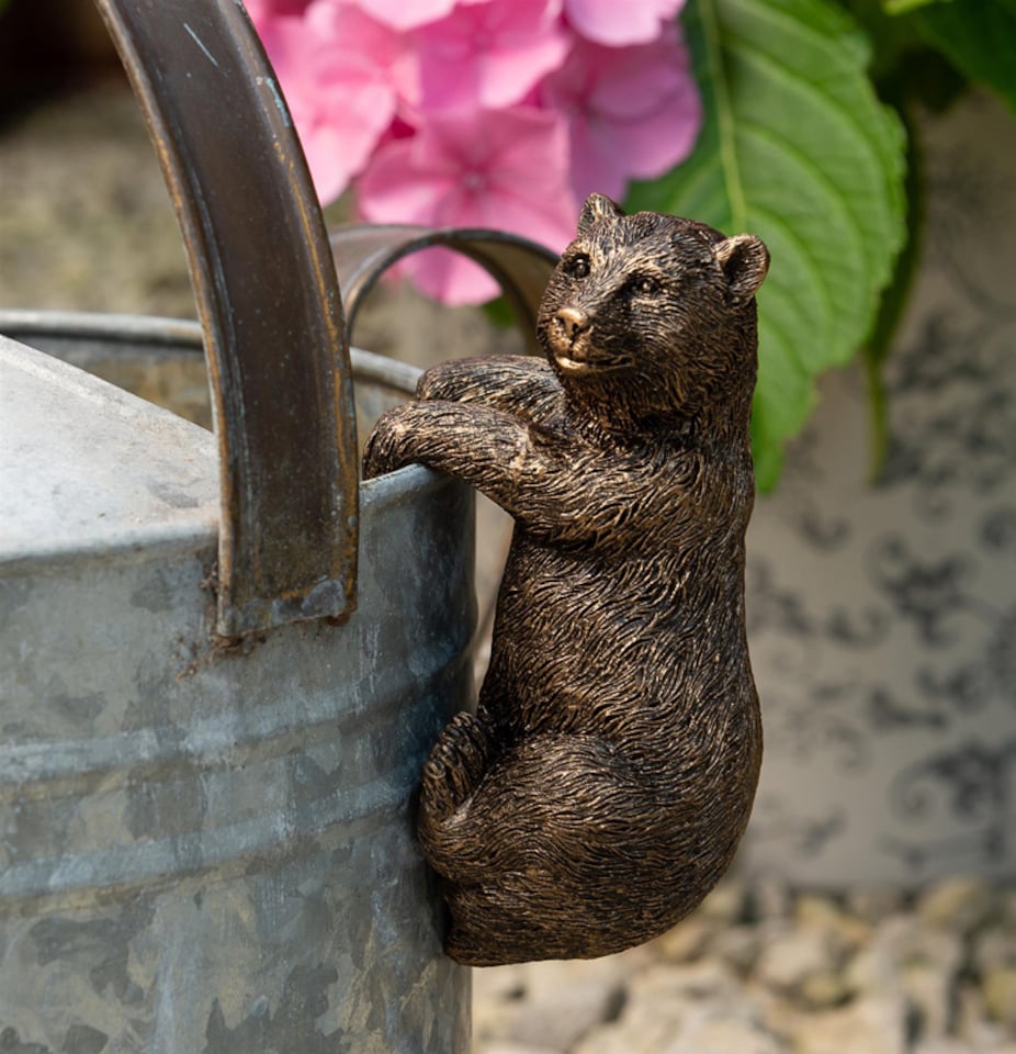 image 1 of Brown Bear Plant Pot Hanger - L10.5 x W5 x H6.5 cm | Bronze