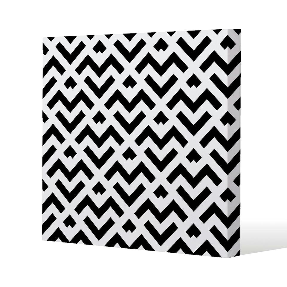 image 1 of Black & White Geometric (Canvas Print) 77 x 77 x 4cm