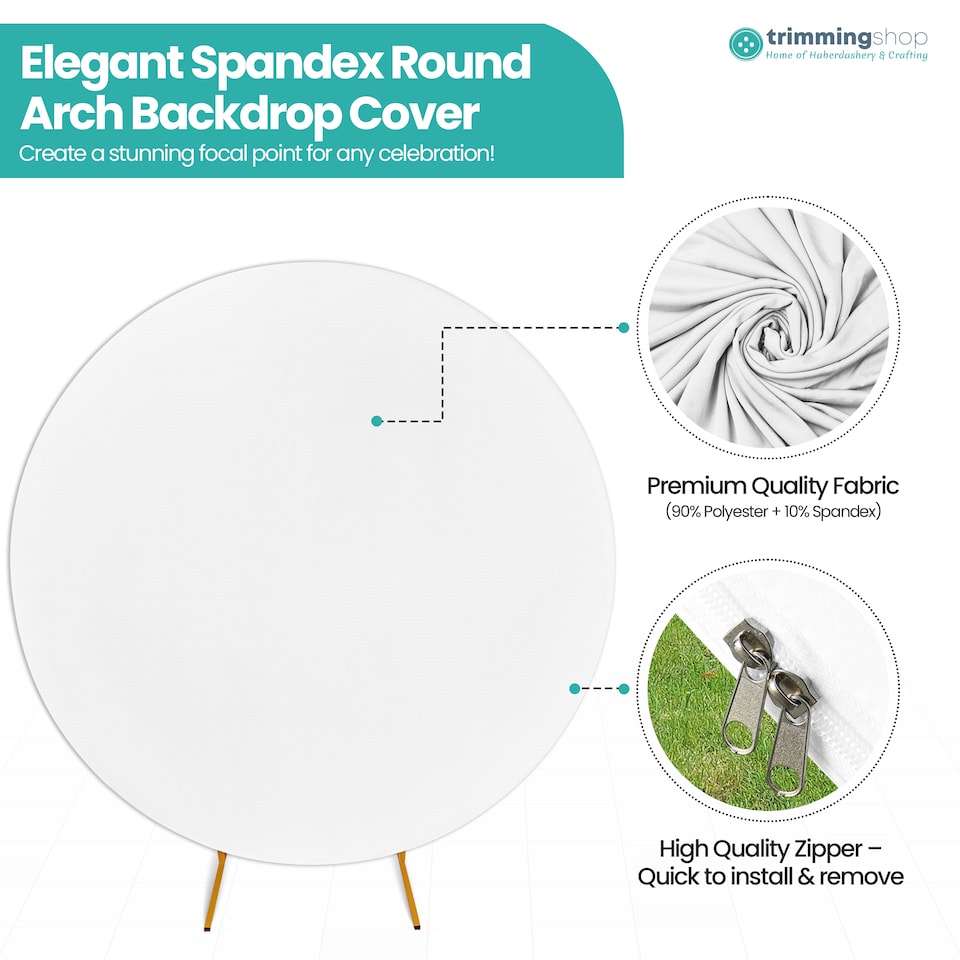 image 1 of 160GSM White Round Arch Backdrop Cover - 200cm