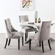 image 10 of Set of 6 Velvet Dining Chairs Ergonomic Scoop Knockerback & Button Tufted Wood Legs Grey | Light Grey