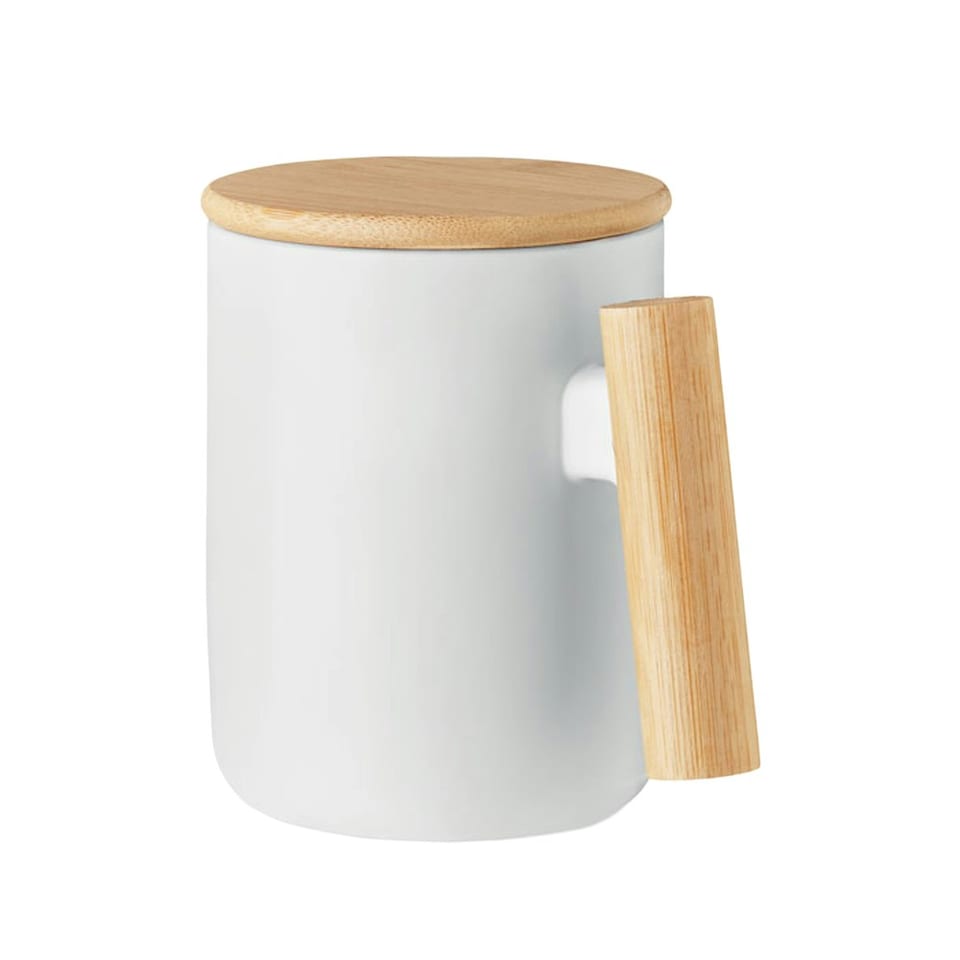image 1 of MidOcean Majest Porcelain 380ml Mug With Lid - White - One Size