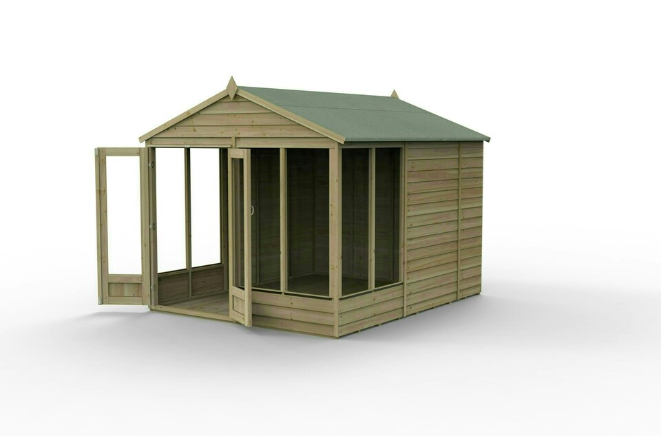 image 1 of Forest Garden 4LIFE Apex Summerhouse 8x10 - Double Door - 6 Window