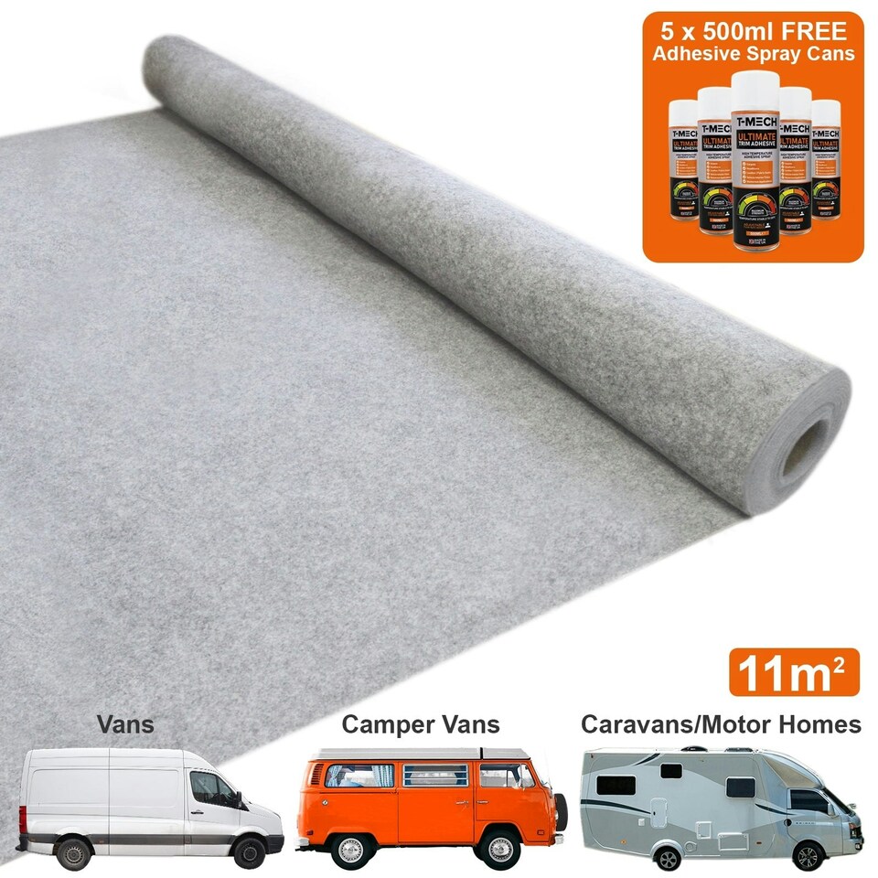 image 1 of Van Carpet Lining / Silver Grey & 5 Adhesive Cans | Silver