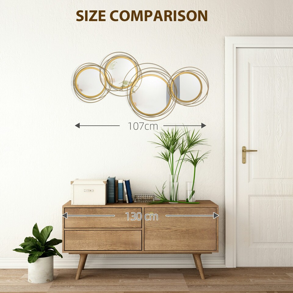 image 1 of HOMCOM Metal Wall Art Decorative Mirror Decor Modern Wall Sculpture 