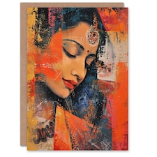 Young Indian Woman Portrait Modern Beauty Him Her Birthday Card