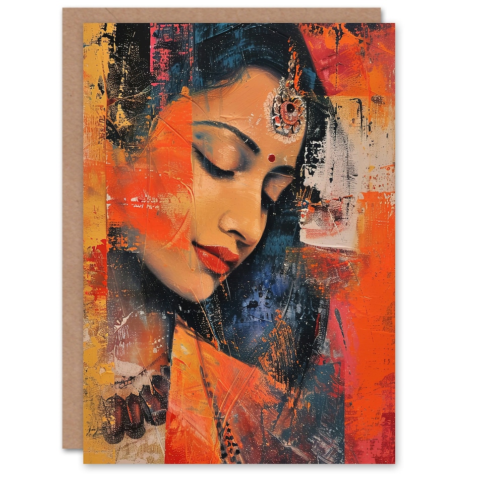 image 1 of Young Indian Woman Portrait Modern Beauty Him Her Birthday Card