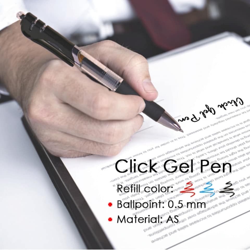 image 1 of Pack of 12 Blue Soft Grip Retractable Ballpoint Gel Pens