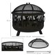 image 5 of Outsunny Metal Firepit Bowl Outdoor 2-In-1 Round Fire Pit with Lid, Grill, Poker, Handles for Garden, Camping, BBQ, Bonfire, Wood Burning Stove, 61.5 x 61.5 x 52cm, Black
