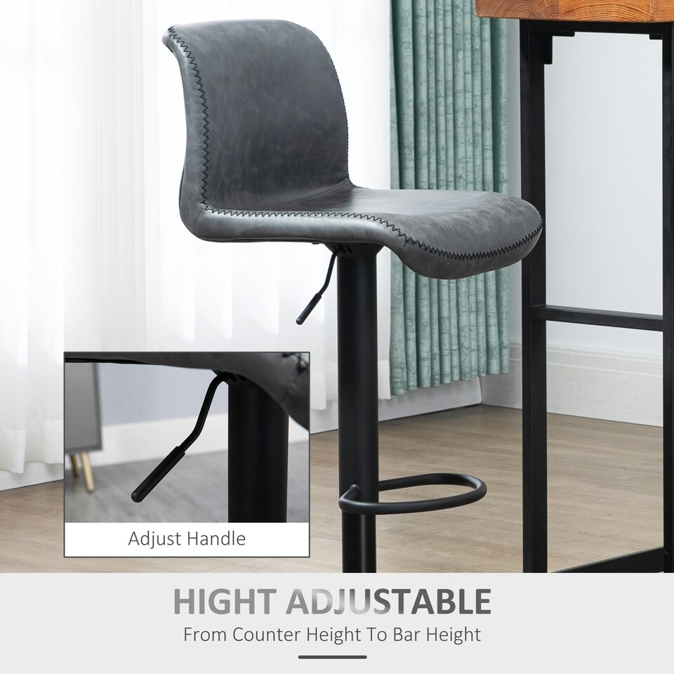 image 1 of HOMCOM Barstools Set of 2, Dining Stools with Backrest and Footrest