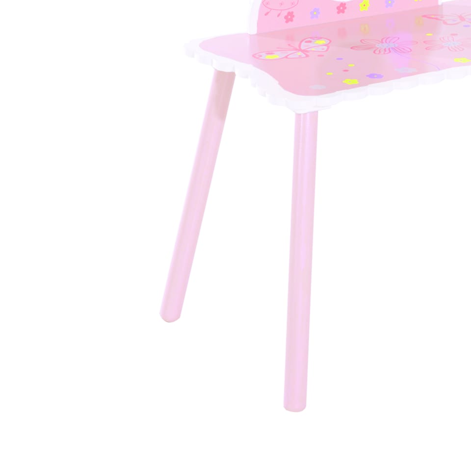 image 1 of HOMCOM Kids Dressing Table Girls Pink Wooden Kids Dressing Table & Stool Make Up Desk Chair Toys Fairy Dresser Play Set w Mirror