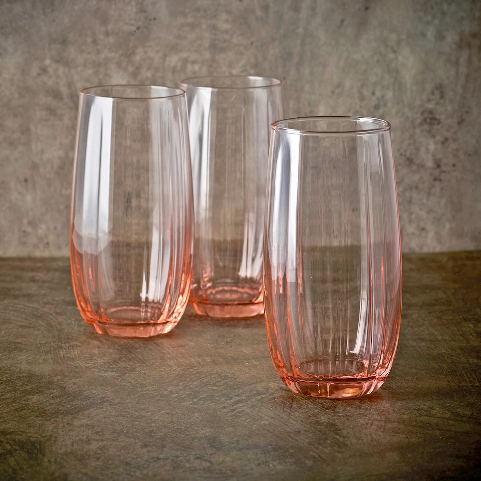 image 1 of Linka Coloured Glasses Sets Glassware Cup Tall Short Cocktail Tumblers | Multi | Pink 500ml