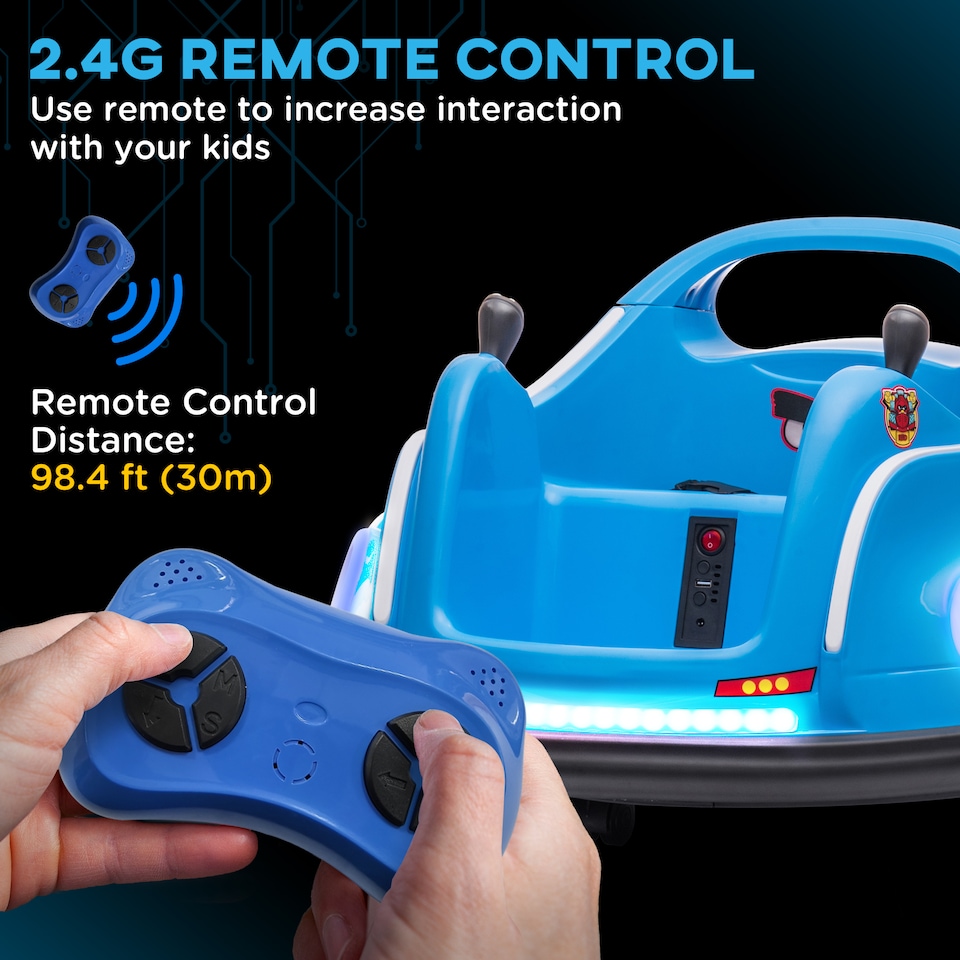 image 1 of AIYAPLAY Licensed Bumper Car for Kids with Joysticks, Remote, Blue