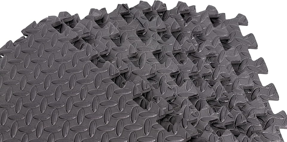 image 1 of 8pcs Black EVA Gym Flooring Puzzle Mat 60x60cm Interlocking Non Slip Floor Tiles for Home Workout, Yoga & Fitness | Black