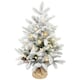image 2 of HOMCOM 60 cm Prelit Small Christmas Tree with 35 LED Lights, Snow Flocked Tabletop Mini Xmas Tree with Pine Cones, Berry Clusters and Linen Cover Base, Battery Operated, Green