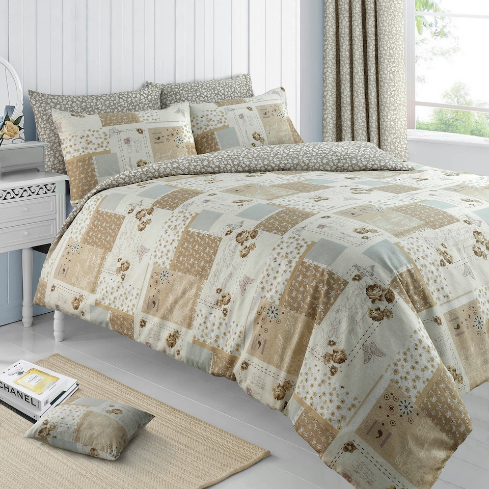 image 1 of Velosso Maya Printed Cotton Blend Duvet Cover and Pillowcase Set Brown | Double