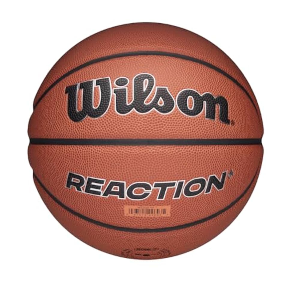 image 1 of Wilson Reaction Plus Basketball, Made From Durable Composite Materials With Deep Channel Design, Colour: Brown/Silver, Size: 7
