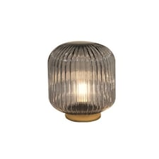 Straits Ribbed Glass Oval Globe Table Lamp 19.5cm Grey