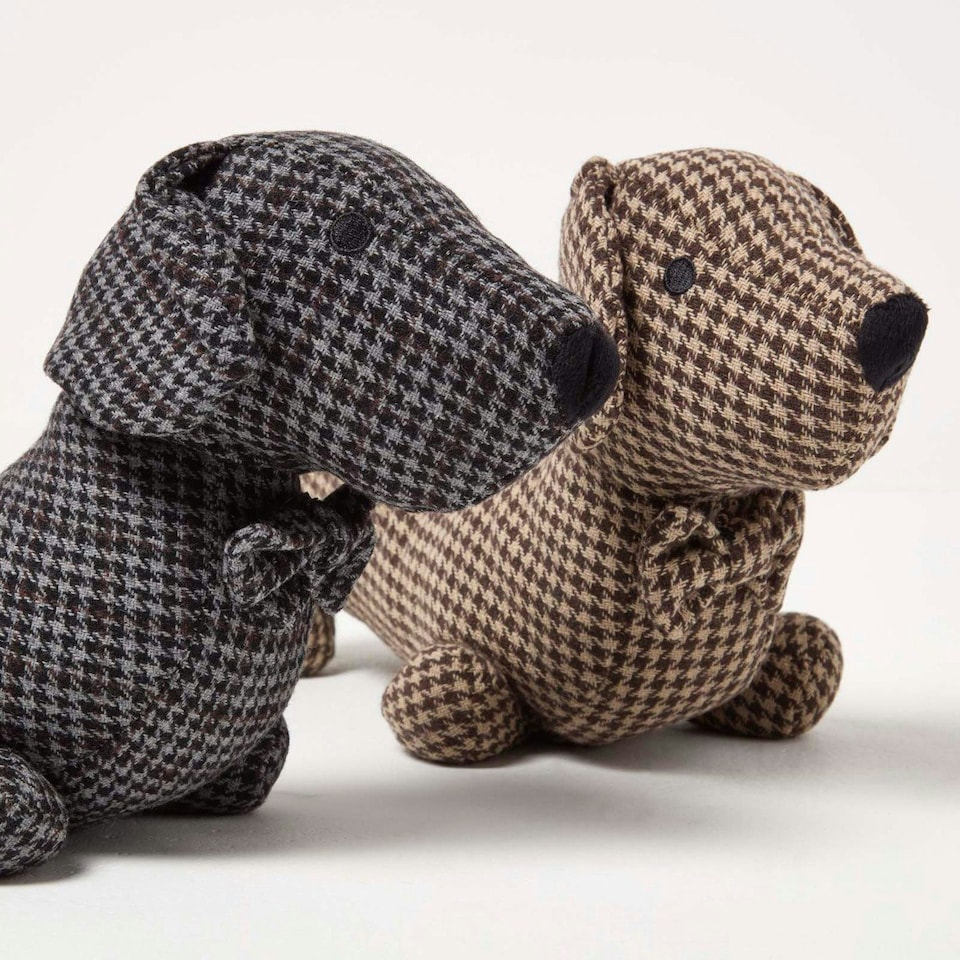 image 1 of Homescapes Fabric Dog Draft Stopper, Set of 2 Dachshund Door Draft Stoppers