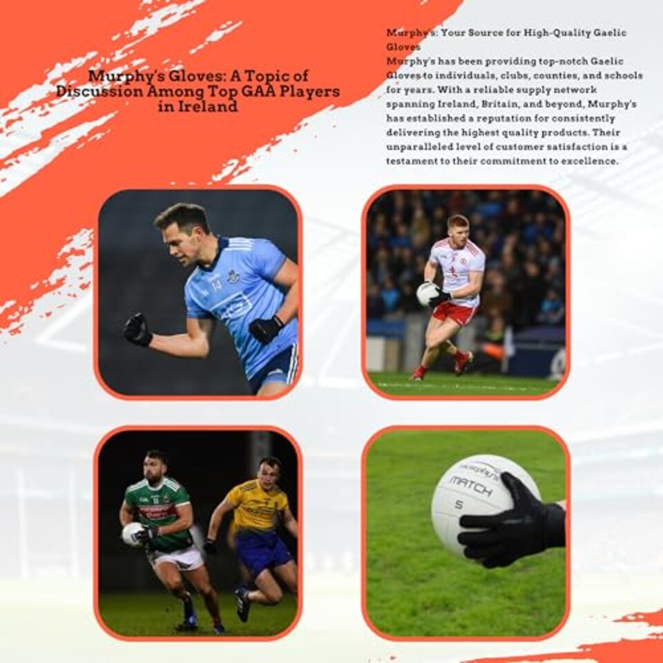 image 1 of Murphys V2 Gaelic Football Adult's Gloves, Premium Latex Field Players Mittens, Durable Hook And Loop Closure, Grey And Red, 10, Large
