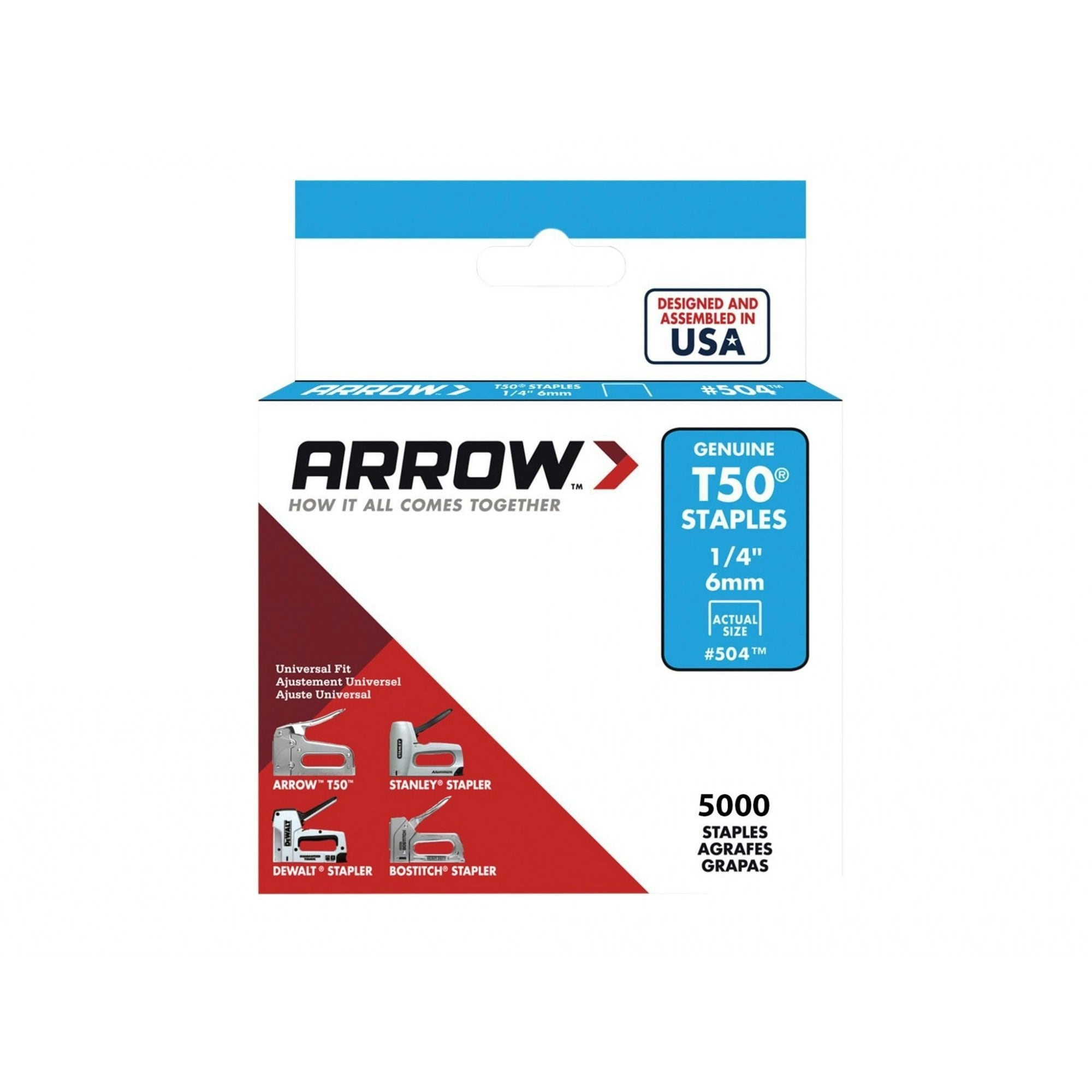 Arrow T50 Staples - Multi Colour - 6mm (1/4in)