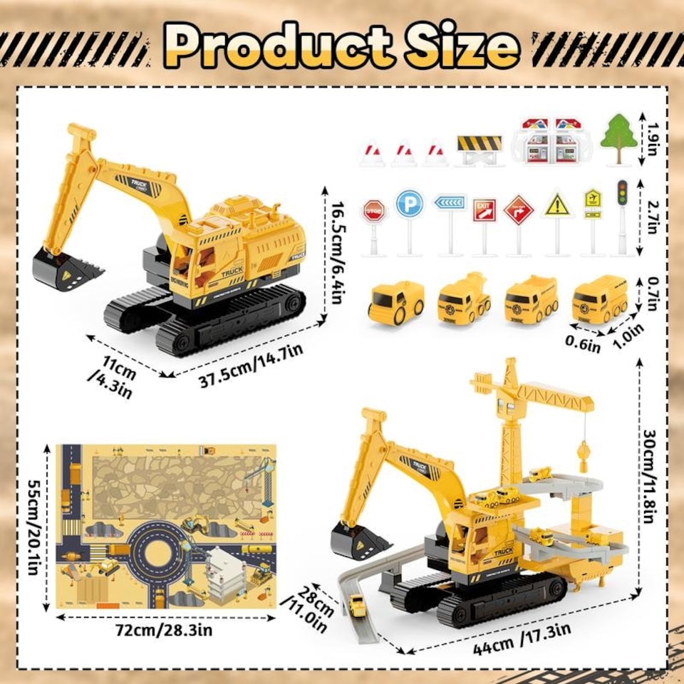 image 1 of Crane Truck Toy Construction Vehicle Toy with Race Track