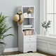 image 3 of Living and Home 3-Tier Slim Storage Shelving Unit with Lockable Drawer - White