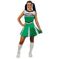 Green Cheerleader Fancy Dress Costume | Green | 2XL