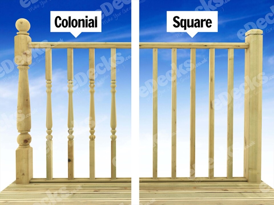 image 1 of eDecks Easy Deck Decking Kit, Treated Timber, 3 x 4.8m - Colonial Handrails