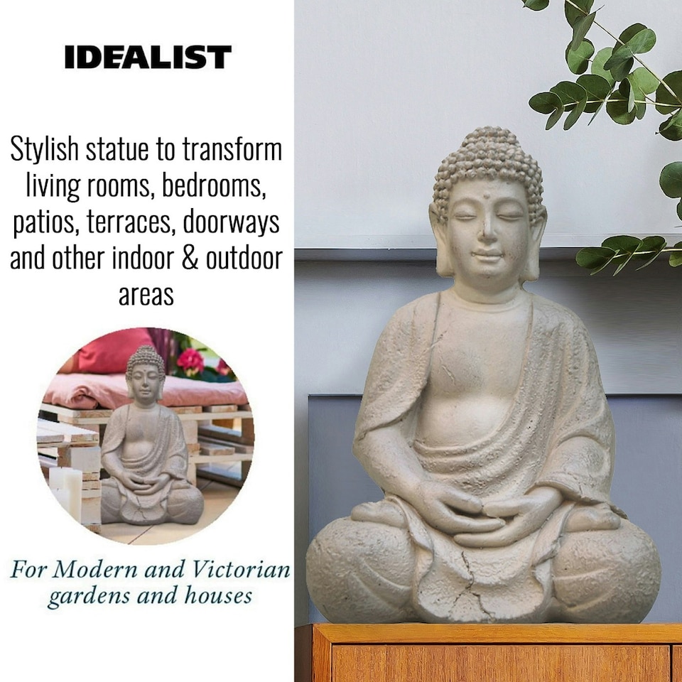 image 1 of Sitting in Meditation Buddha Brown Indoor and Outdoor Statue&nbsp;L30 W24 H41 cm