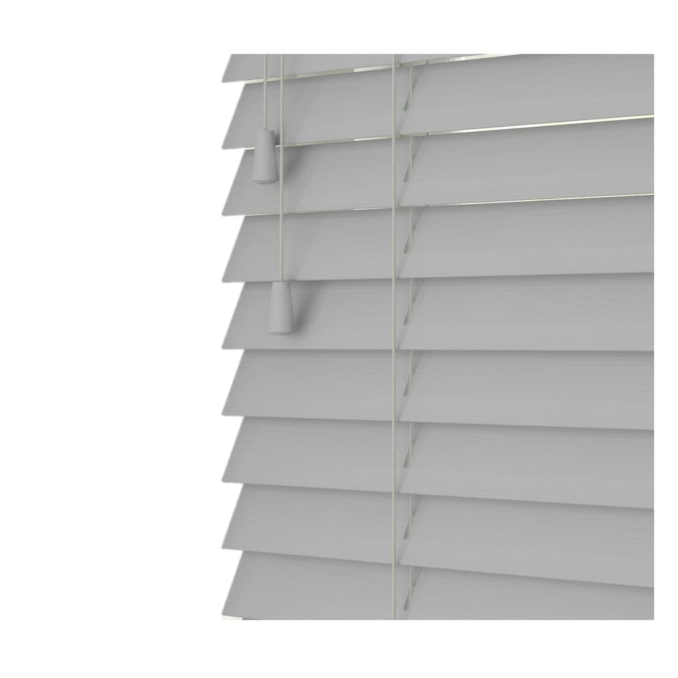 image 1 of 150cm Dove Grey Smooth Finish Faux Wood Venetian Blinds with Strings (120cm Drop) | Grey | Grey